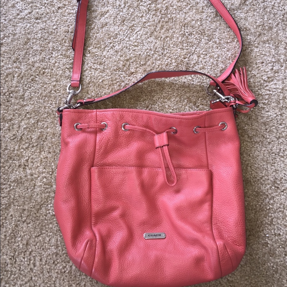 Coach Bucket Bag (in Salmon Orange/Pink)